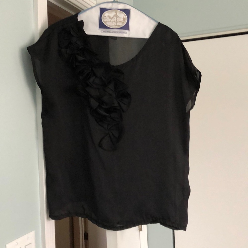 Black flower accent blouse